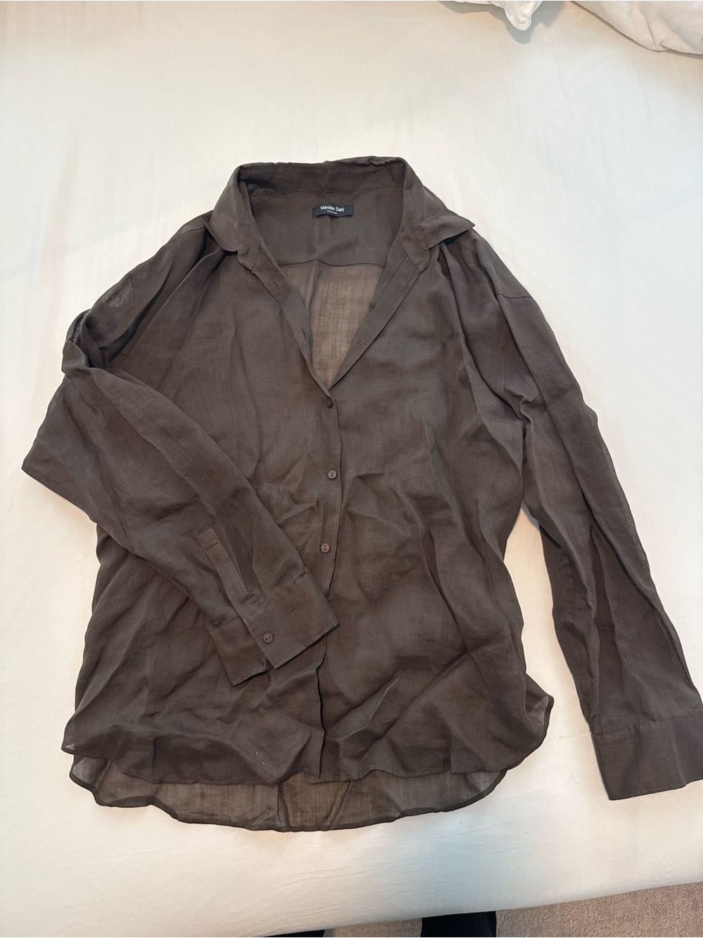 Massimo Dutti Men's Semi-Sheer Button-Down Shirt in Brown